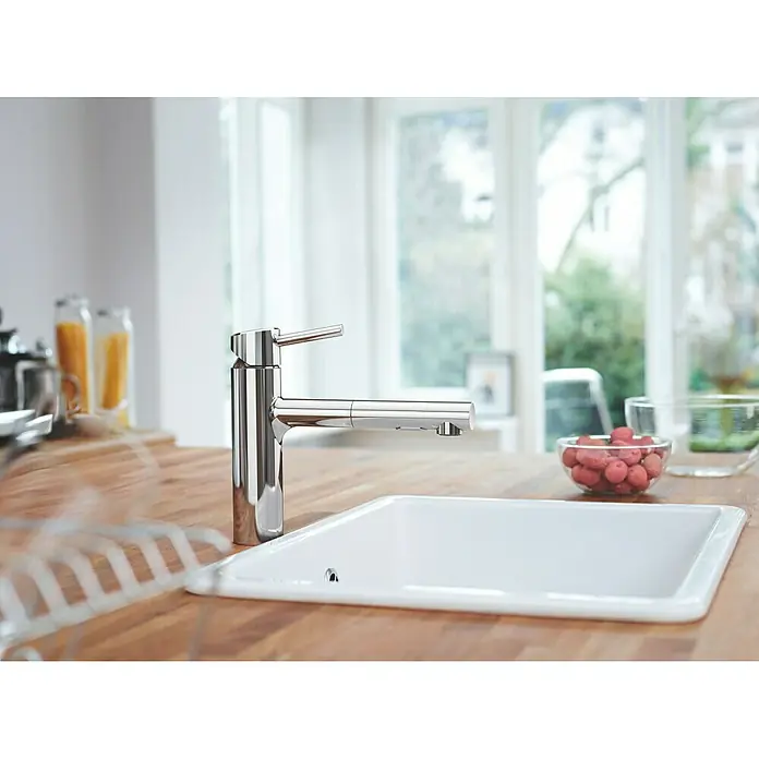 Grohe Concetto Spültischarmatur - Chrom, Glänzend, Anzahl Strahlarten: 2 Stk. - Dieser elegante Wasserhahn aus Chrom ist die perfekte Ergänzung für jede moderne Küche. Seine schlanke Form und die glänzende Oberfläche ziehen alle Blicke auf sich.