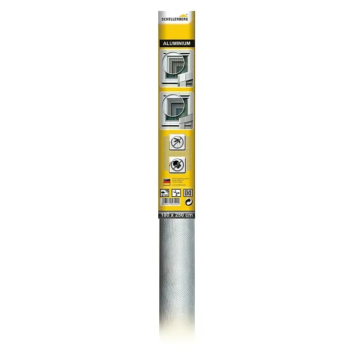 Schellenberg Malla metálica - An x Al: 100 x 250 cm, Aluminio - Rollo de mosquitera de aluminio Schellenberg, 100 x 250 cm, ideal para ventanas y puertas, protege de forma fiable contra insectos.
