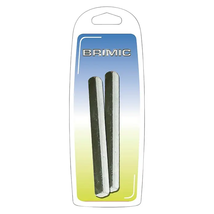 Micel Brimic Pasador cuadrado - L x An x Al: 90 x 8 x 8 mm - Embalaje del producto Brimic con dos elementos en forma de varilla. El embalaje es azul y amarillo y tiene una pestaña para colgar.