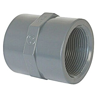 Manguito roscado PVC presión H (50 mm, Rosca interior: 1 ½″, PVC)