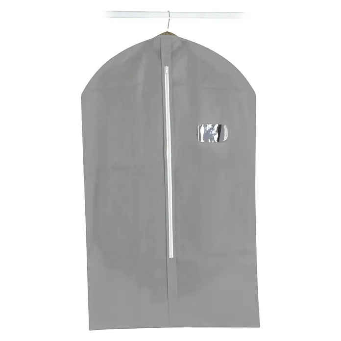 Jocca Saco para la ropa - Gris - Funda de ropa gris con cremallera y ventana transparente, colgada de una barra, ideal para guardar ropa y protegerla del polvo.
