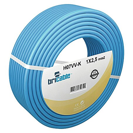 Bricable Cable unipolar neutro (H07V-K, Número de cables: 1, 25 m, Azul, 2,5 mm²)