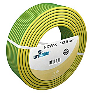 Bricable Cable unipolar (H07Z1-K, Número de cables: 1, 1,5 mm², 25 m, Verde/Amarillo)