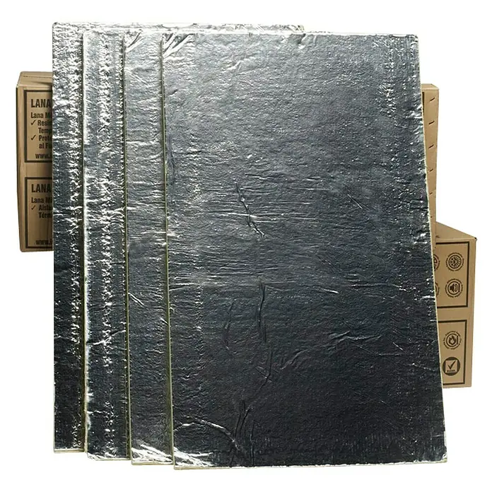 Isover Lana mineral Rocflam - L x An x Es: 1 m x 0,6 m x 30 mm - Paneles insonorizantes con revestimiento de aluminio, ideales para aislamiento térmico y acústico.