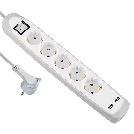 Electraline  Base de enchufe múltiple con USB Gummy