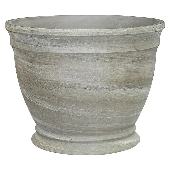 Pflanztopf Gallicus - Außenmaß (Ø x H): 25 x 19,3 cm, Naturmaterialien, Basalt - Grauer Terrakotta-Blumentopf mit attraktivem Marmoreffekt und klassischem Design für den Innen- und Außenbereich.
