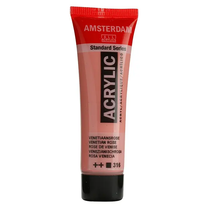 Talens Amsterdam Pintura acrílica Standard - Rosa Venecia, 20 ml, Tubo - Tubo de pintura acrílica Amsterdam en Rosa Veneciana, Standard Series, para artistas y aficionados.