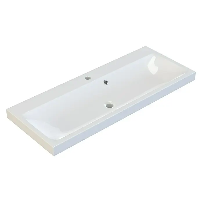 Camargue Espacio Einbauwaschbecken Olex - 100 x 40 cm, Weiß - Elegantes Waschbecken in Weiß mit rechteckiger Form und glatter Oberfläche für das Badezimmer.