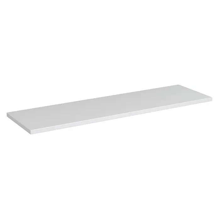 Camargue Espacio Waschtischplatte - 160 x 46 x 3,2 cm, Weiß - Die Abbildung zeigt eine moderne, minimalistische weiße Regalplatte, die sich ideal für jedes stilvolle Zuhause eignet. Sie bietet eine elegante Ablagefläche.