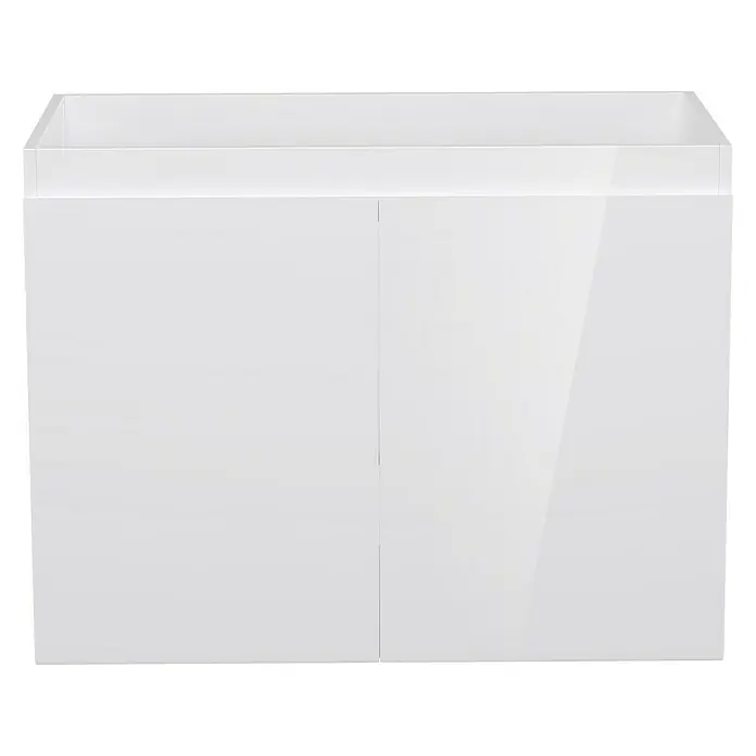 Camargue Espacio Waschtischunterschrank - 60 x 46 x 60 cm, 1 Einlegeboden, Gama weiß glänzend - Weißer Badschrank mit zwei Türen und glänzender Oberfläche. Der Schrank ist modern und minimalistisch gestaltet.