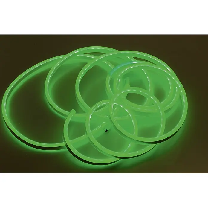 Starlux Tira de luces LED - 5 m, 6 W, RGB - Aros LED verdes iluminados expuestos sobre una superficie reflectante. Un punto brillante y colorido para la diversión y los juegos.