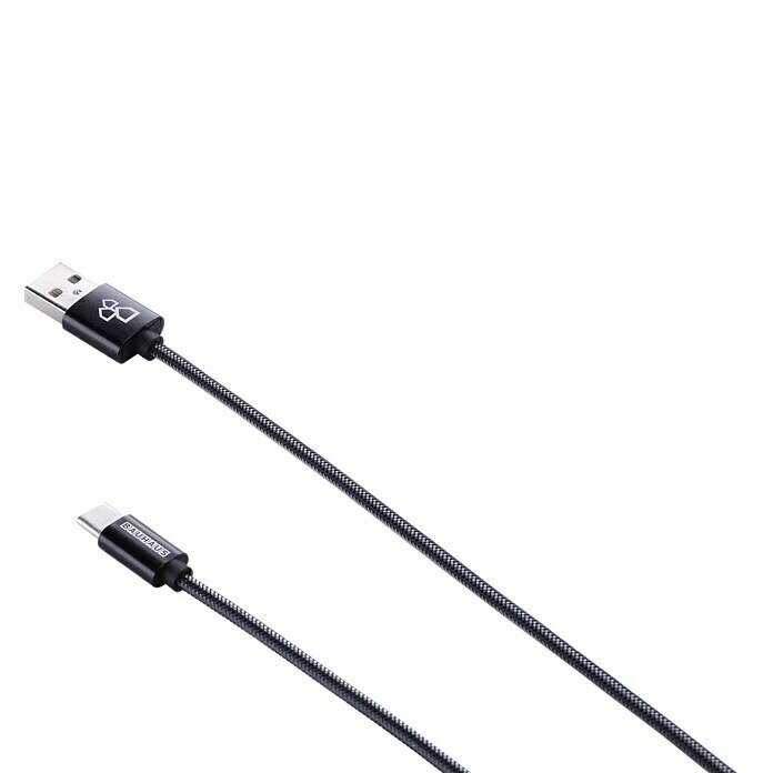 BAUHAUS Cable de carga USB (Negro, 1 m, Clavija USB A, clavija USB C)