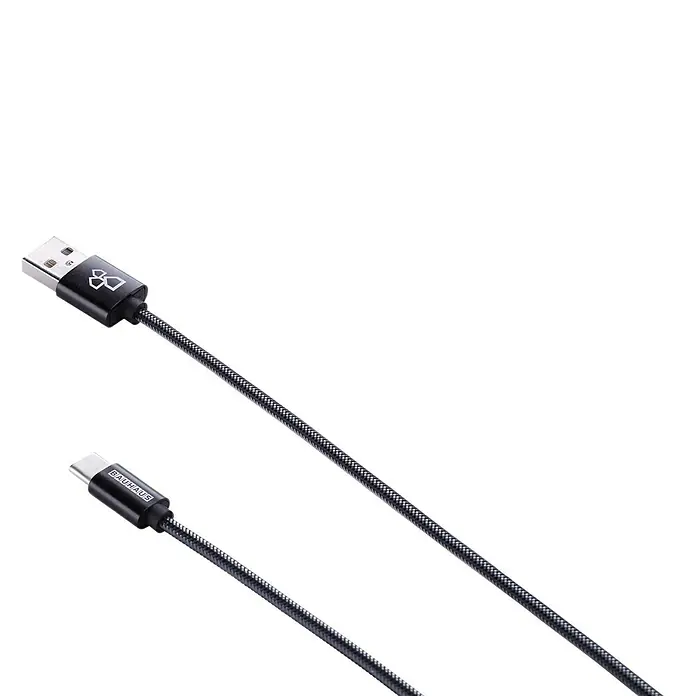 BAUHAUS USB-Ladekabel - Schwarz, 1 m, USB A-Stecker, USB C-Stecker - USB-Kabel mit Typ-A- und Typ-C-Anschlüssen. Das Kabel ist textilummantelt und in Schwarz gehalten. Ideal zum Laden und zur Datenübertragung.