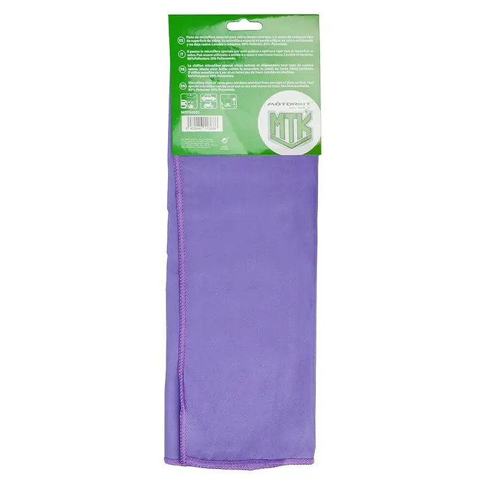 Paño de microfibra - Apto para: Vidrios para automóviles - El paño de microfibra morado Motor Kit, ideal para superficies de vidrio, elimina el polvo sin dejar marcas. Lavable, para resultados brillantes.