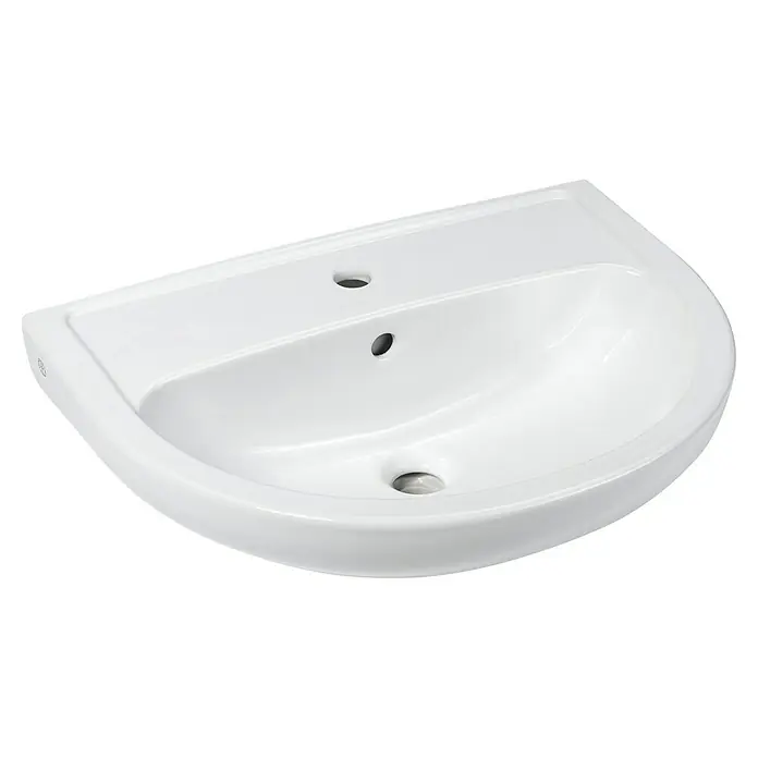 Gustavsberg Concentus Pure Waschtisch - 60 x 45,5 cm, Ohne Spezialglasur, Hahnloch: Mitte, Mit Überlauf, Weiß - Keramikwaschbecken in Weiß mit Hahnlöchern und Überlauf für Badezimmer und Gästetoiletten. Praktisch und modern.