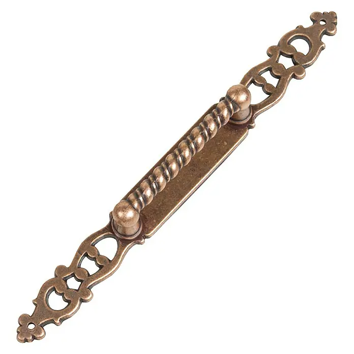 Nesu Tirador para muebles 296BR2 - L x An x Al: 13,3 x 1,6 x 2,3 cm, Acero - Tirador antiguo para cajón con mango retorcido y extremos decorativos, ideal para restauración de muebles.
