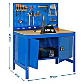 Simonrack Simonwork Banco de trabajo BT2 Locker (L x Al: 61 x 144,5 cm, Ancho: 121 cm, Capacidad de carga: 600 kg, Azul)