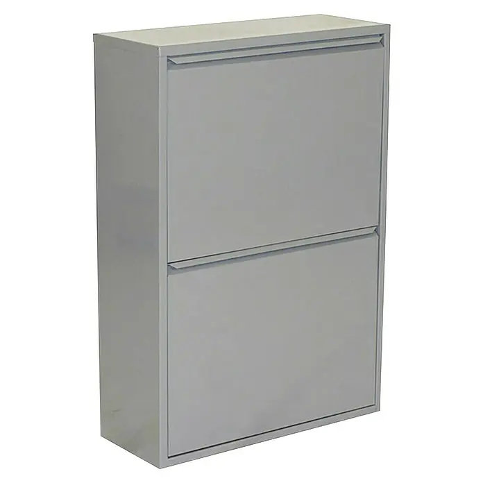 Simonrack Armario multiusos metálico - L x An x Al: 25 x 63 x 92 cm, Gris - Zapatero gris con dos compartimentos abatibles para guardar zapatos en el pasillo o la entrada. Almacenamiento práctico para zapatos.