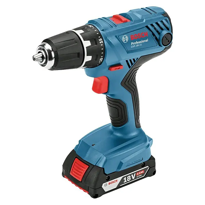 Bosch Professional AMPShare 18V Akku-Bohrschrauber GSR 18V-21 L-Boxx - 18 V, 2 Akkus, 2 Ah, 55 Nm - Akkubohrschrauber Bosch Professional GSR 18V-21 für den professionellen Einsatz mit 18-Volt-Akku und robustem Gehäuse.
