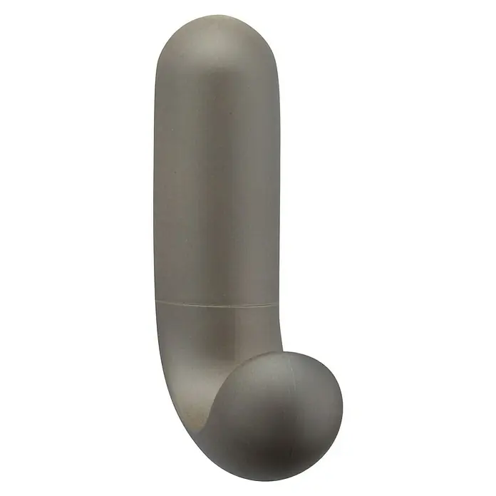 Inofix Colgador adhesivo 2088 - Marrón - Primer plano de un moderno gancho de pared gris, ideal para guardar chaquetas y accesorios con estilo en la casa.