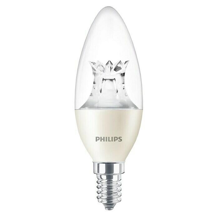 Philips Bombilla LED Vela (6 W, E14, Color de luz: Blanco cálido, Intensidad regulable, Ovalada)