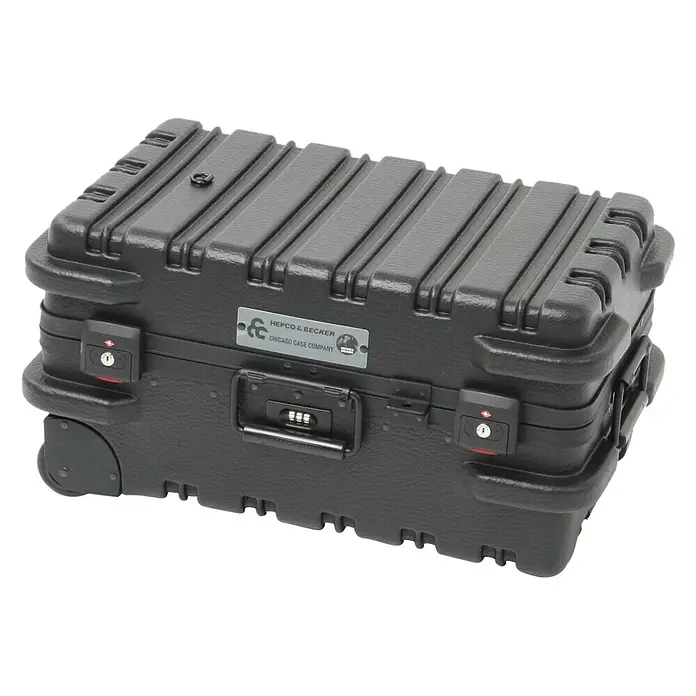 Hepco & Becker Werkzeugkoffer Chicago Case 5510 - L x B x H: 360 x 580 x 270 mm, High Density Polyethylen (HDPE) - Schwarzer Hepco & Becker Chicago Case Company Koffer mit Rollen, robustem Design, Zahlenschloss und TSA-Schlössern für sicheren Transport.
