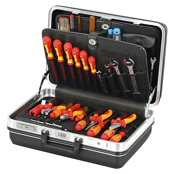 Hepco & Becker Werkzeugkoffer Future 5222 - L x B x H: 370 x 490 x 205 mm, Material: ABS Pro - Werkzeugkoffer mit verschiedenen Werkzeugen wie Schraubendrehern, Zangen und Schraubenschlüsseln. Ideal für Handwerker und Heimwerker.
