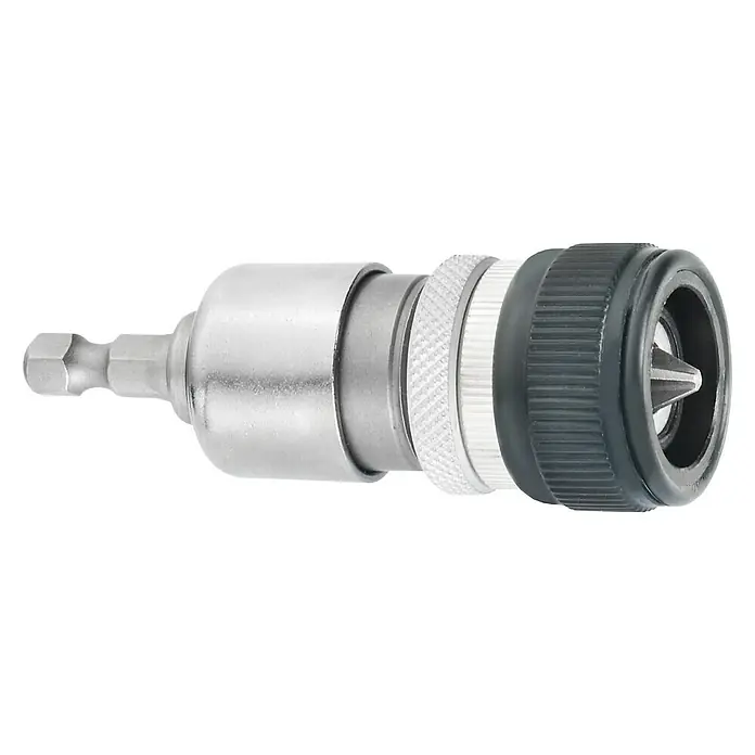 Connex Adaptador bit COXT973222 - ¼″ - Primer plano de un portapuntas magnético para destornillador con vástago hexagonal y anillo negro.