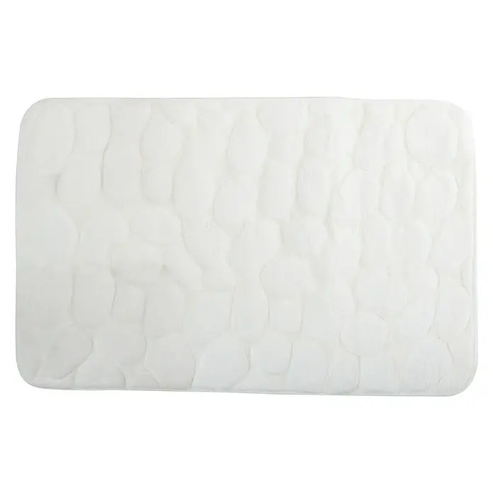 MSV Alfombra de baño Piedras B - 80 x 50 cm, Poliéster, Blanco - Una alfombra de baño blanca suave con una textura única similar a la piedra, perfecta para cualquier baño. Ofrece comodidad y estilo.