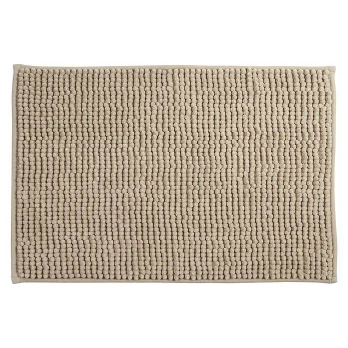 MSV Alfombra de baño Chenille - 60 x 40 cm, Poliéster, Taupe - Alfombra de baño beige con textura de bolitas, ideal para una sensación suave y cálida. Perfecta para el baño.