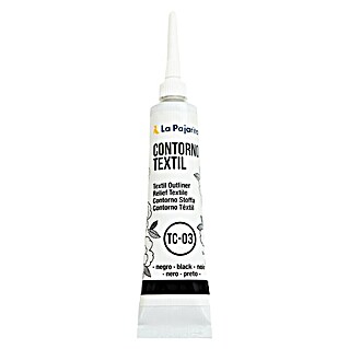 La Pajarita Pintura tejidos Contorno relieve (Negro, 20 ml)
