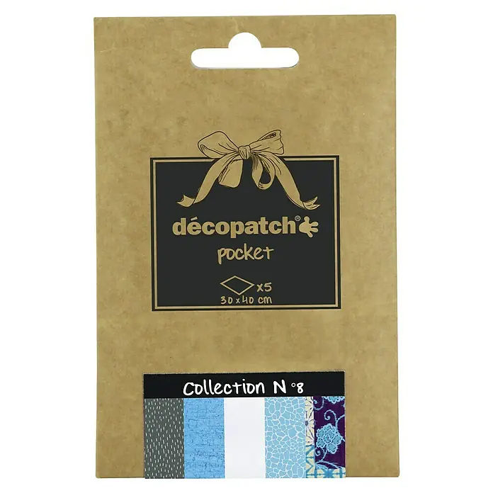 Décopatch Papel decorativo Pocket N8 - 40 x 30 cm, Papel - Papel para manualidades "décopatch pocket" Colección N°8, 5 unidades de 30x40 cm, ideal para proyectos creativos de decoupage.