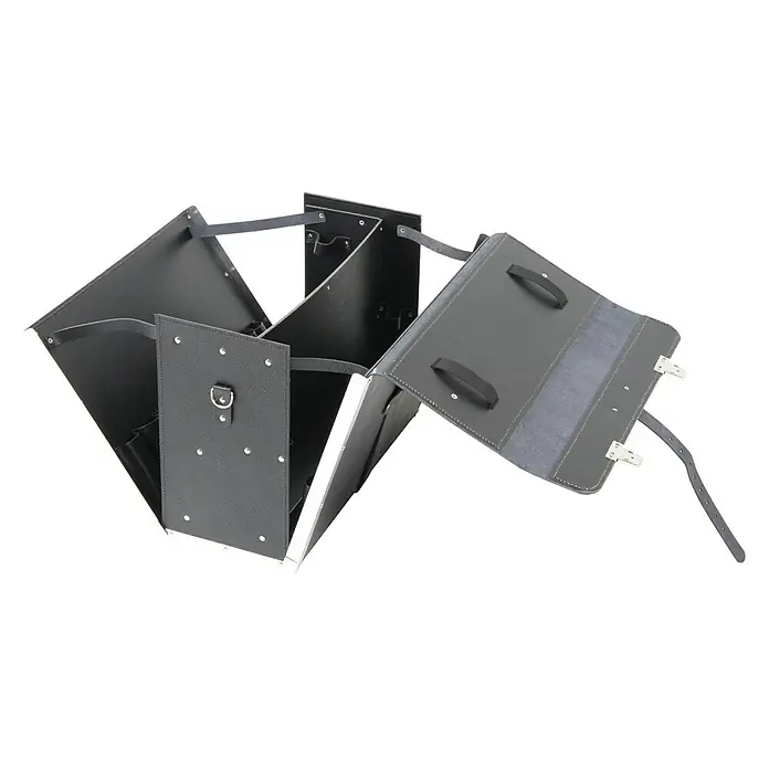 Hepco & Becker Werkzeugtasche Favorit 7123 - Innenmaß: B x T x H: 450 x 340 x 190 mm, Leder, Schwarz - Geöffnete Leder-Akkordeonmappe, ideal für Präsentationen und zum Organisieren von Dokumenten. Handgefertigt und robust.