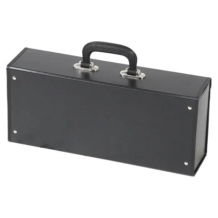Hepco & Becker Werkzeugtasche Favorit 6001 - Hartpappe, Innenmaß: B x T x H: 420 x 95 x 180 mm - Nahaufnahme einer schwarzen Aktentasche mit Griff, die für Geschäftszwecke oder zum Transport von Gegenständen verwendet werden kann.