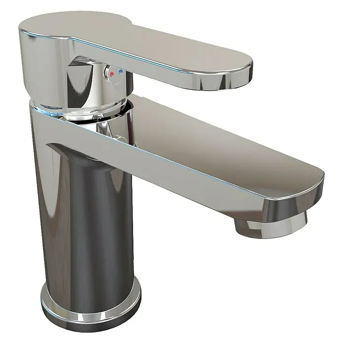 Grifo de lavabo Erin - Cromo, Resplandeciente - Elegante grifo monomando cromado pulido para baños y cocinas modernos.