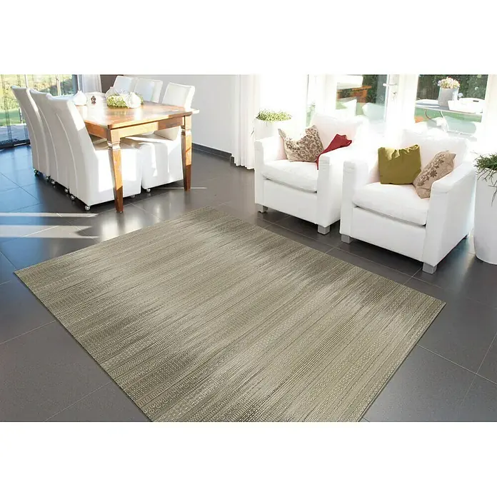 Kayoom Wollteppich Sunset - Taupe, 200 x 140 cm, 80 % Neuseeland-Wolle, 20 % Baumwolle - Dieser Teppich in neutralen Farbtönen verleiht dem Raum einen modernen Touch. Er passt gut zu den Möbeln und dem Interieur.