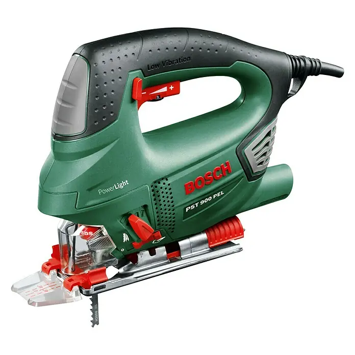 Bosch Elektro-Pendelhubstichsäge PST 900 PEL - 500 /min - 3.100 /min, Max. Schnitttiefe in Holz: 90 mm, Anzahl Pendelhubstufen: 4 Stk. - Die Stichsäge PST 900 PEL von Bosch, ein leistungsstarkes Werkzeug zum präzisen Sägen von verschiedenen Materialien, inklusive PowerLight.