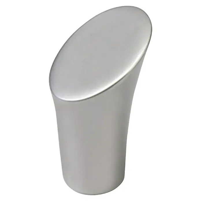 Nesu Pomo para muebles 7201 - Ø x Al: 12 x 22 mm, Acero, Cromo - Primer plano de un tirador de mueble moderno de color plateado. El diseño es elegante y minimalista.