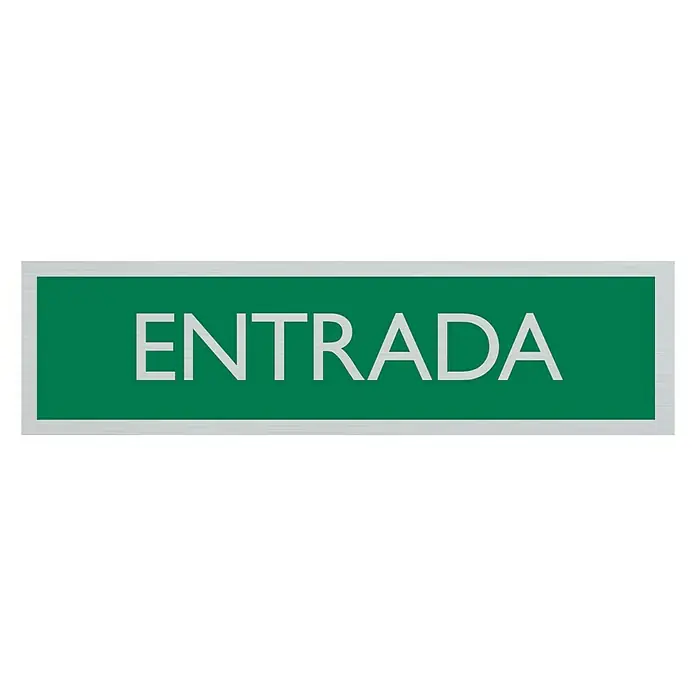Pickup Rótulo - Plateado, Motivo: Entrada - Letrero verde con la palabra "ENTRADA" en letras plateadas, marcando un punto de acceso y ofreciendo orientación clara.