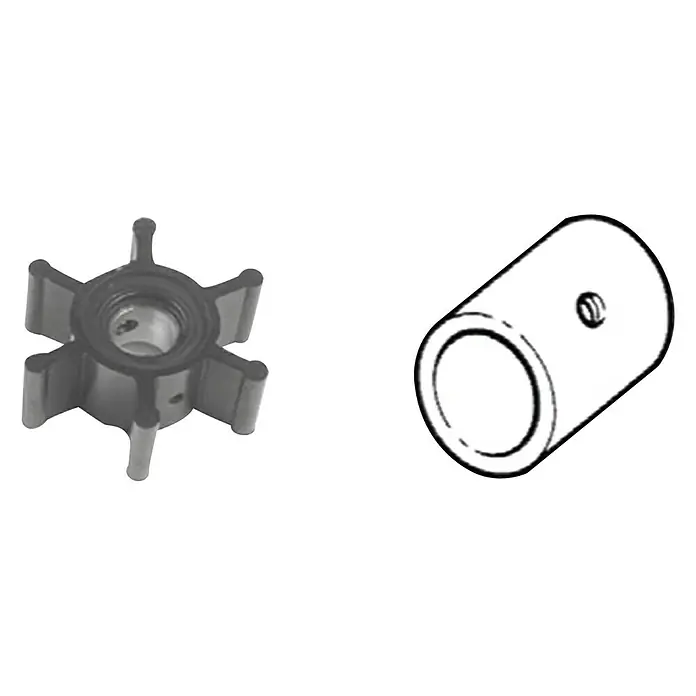 CEF Impeller 500121 GX - Ø x L: 39,6 x 19,2 mm, Wellendurchmesser: 12 mm - Abgebildet sind eine Wasserpumpen-Laufrad und eine Buchse, beides wichtige Komponenten für die Kühlung von Motoren.