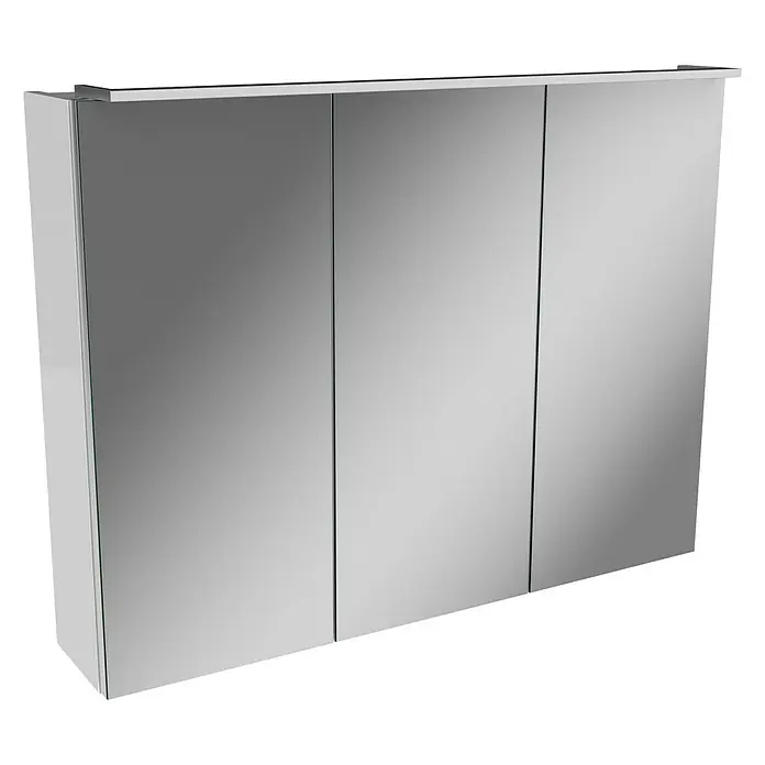 Camargue Stella LED-Spiegelschrank - B x H: 80 x 68,4 cm, Mit Beleuchtung, Weiß - Dreitüriger Spiegelschrank mit silbernem Rahmen. Praktische Badaufbewahrung mit schlankem, modernem Design für jedes Badezimmer.