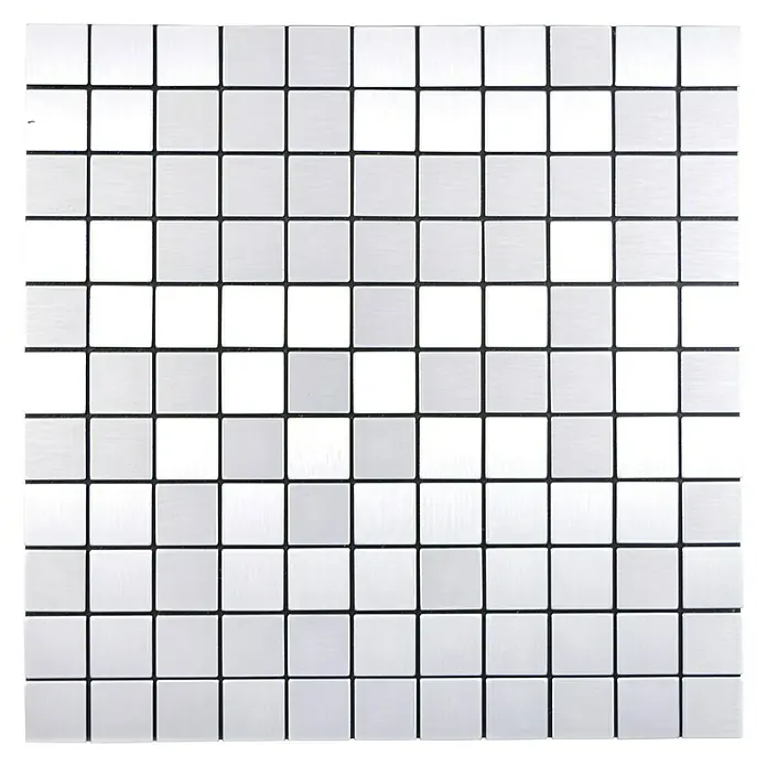Selbstklebemosaik SAM 4AL7S - 29 x 29 cm, Silber, Matt - Quadratische Fliesen mit einem Schachbrettmuster aus Grau- und Weißtönen, die eine moderne und stilvolle Wand- oder Bodengestaltung ermöglichen.