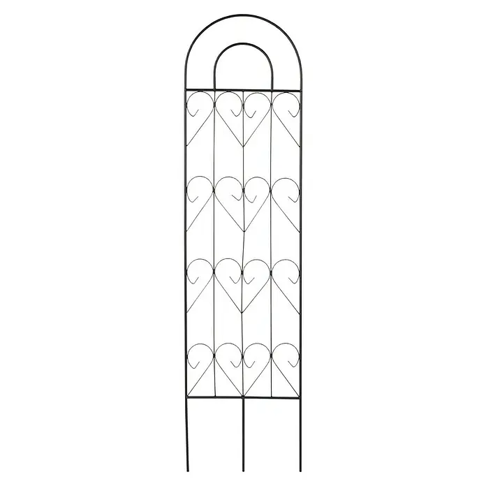Gardol Zierspalier Toskana - 46 x 180 cm, Anthrazit - Dekoratives Metallgitter mit herzförmigen Verzierungen und abgerundetem oberen Rahmen, ideal für Garten oder Innenbereich.