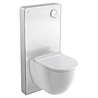 Camargue Módulo sanitario para taza de WC suspendida (2 descargas, 10,8 x 48,3 x 100 cm, Frontal de vidrio, Blanco)