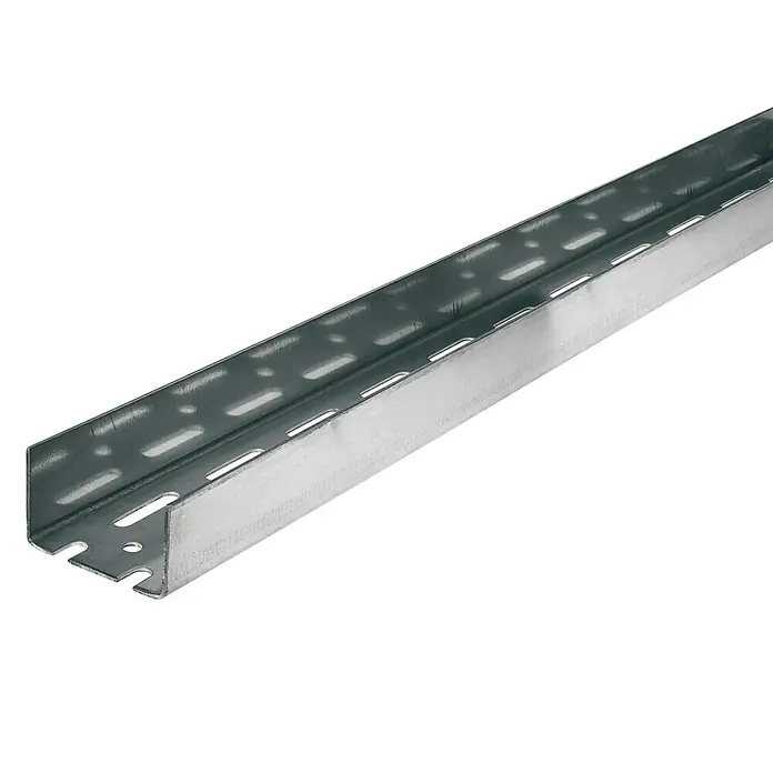 Knauf UA-Aussteifungsprofil - 3.500 x 75 x 40 mm - Ein perforierter Kabelkanal aus Metall, der zur Kabelführung und -organisation in Industrie- und Gewerbeumgebungen dient.