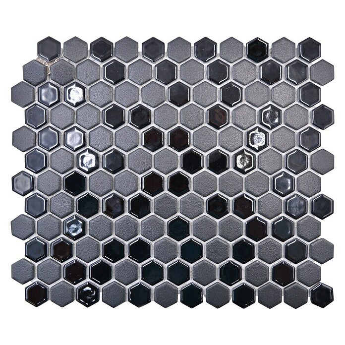 Mosaikfliese (26 x 30 cm, Schwarz, Matt)
