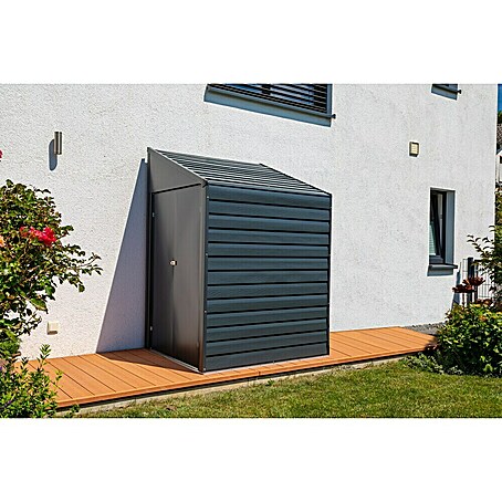 Spacemaker Geräteschrank 4x7 (Außenbreite inkl. Dachüberstand: 124 cm, Außentiefe inkl. Dachüberstand: 203 cm, Stahl, Grau)