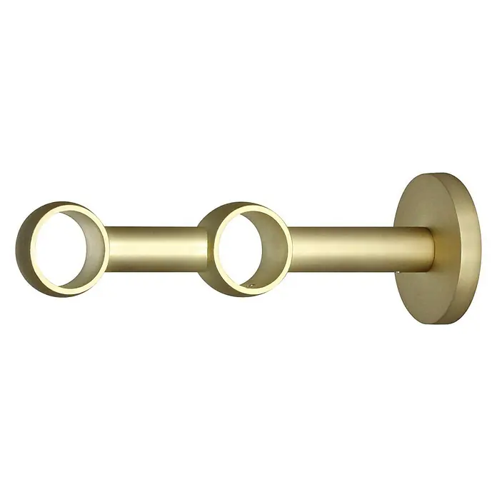 Expo Ambiente Doppelträger Noble - Messingoptik matt, Geeignet für: Gardinenstangen Ø 25 mm, Länge: 16,5 cm - Wandhalterung für Gardinenstangen aus Metall in Goldoptik zur stabilen Befestigung von Vorhängen.