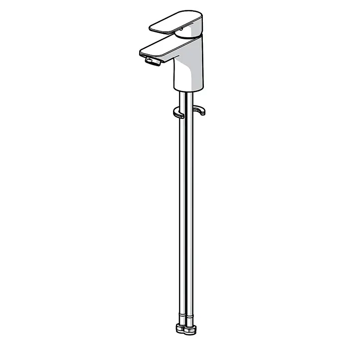 Hansa Pico Waschtischarmatur S - Höhe: 12,2 cm, Chrom, Ausladung Armatur: 10,1 cm - Illustration eines Armaturenbretts für das Badezimmer mit schlankem Design und langer Bauform für Waschbecken.