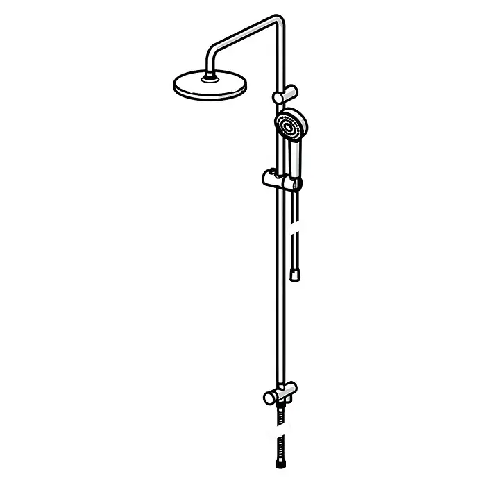 Hansa Pico Brausegarnitur - Lochabstand: 87,9 cm, Chrom - Duschsäule mit Kopf- und Handbrause. Das Duschsystem mit Stange und den runden Brausen sorgt für ein modernes Duscherlebnis.
